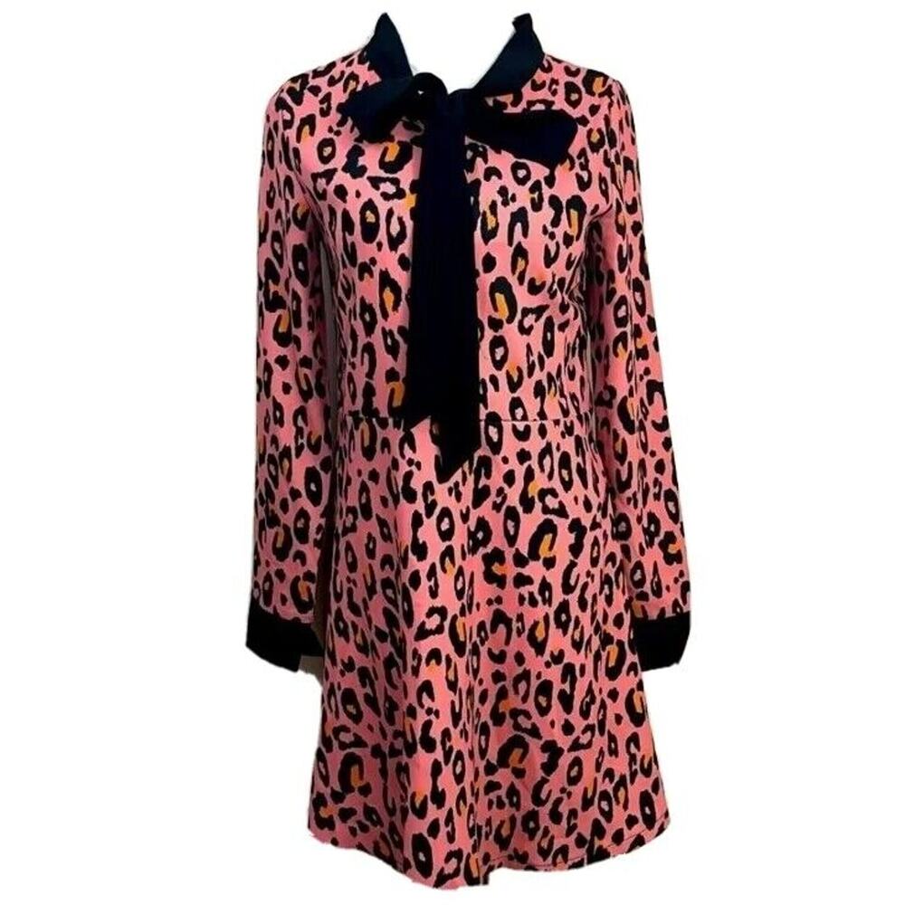 La Roque Leopard Print flutter Dress Size Medium Black AND Pink